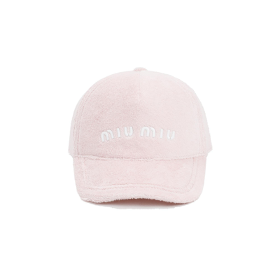 Shop Miu Miu Terry Logo Embroidered Baseball Cap In Pink