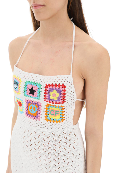 Shop Chiara Ferragni Crochet Mini Dress In White