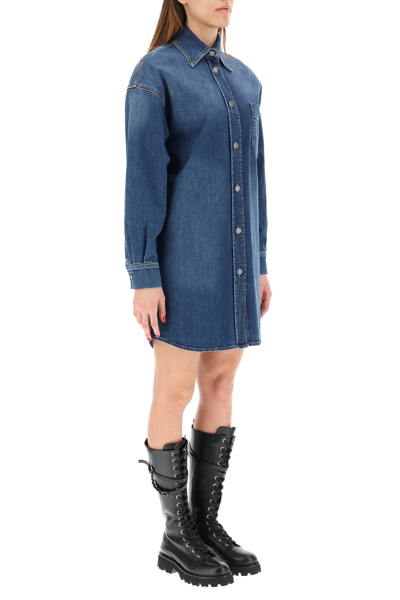 Shop Moschino Denim Shirt Dress In Blue