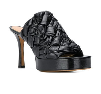 Shop Bottega Veneta Ladies Intrecciato Board Weave Sandals In Black