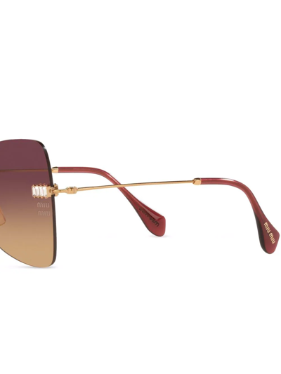 Shop Miu Miu Butterfly Frame Sunglasses In Gold