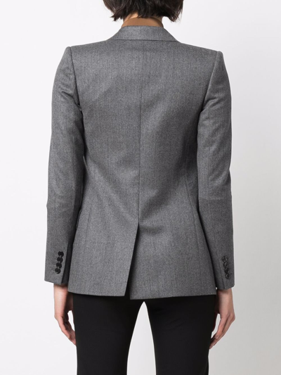 Shop Saint Laurent Double-breasted Wool Blazer In Grau