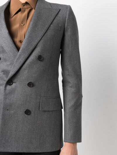 Shop Saint Laurent Double-breasted Wool Blazer In Grau