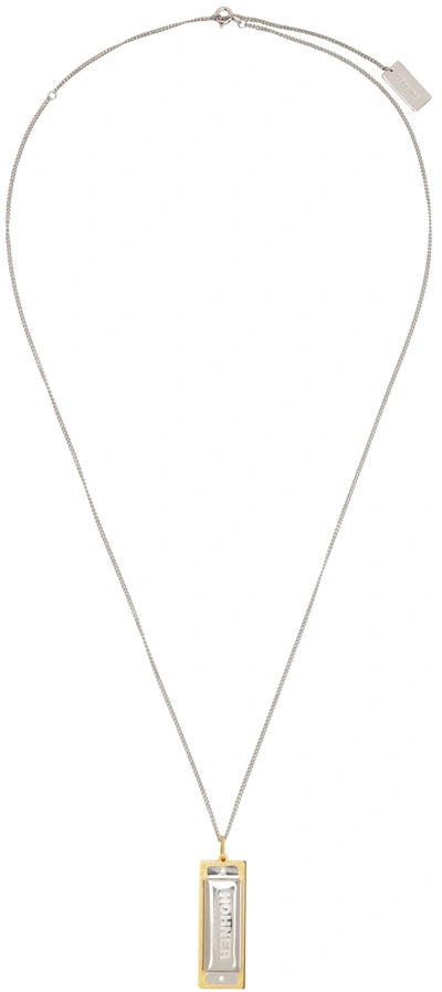 Silver & Gold Harmonica Necklace In Multicolor Silver & Gold Harmonica Necklace In Multicolor