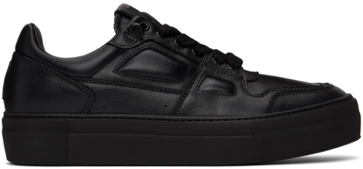 Shop Ami Alexandre Mattiussi Black Leather Ami De Cœur Low-top Sneakers In Black/001