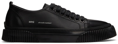 Shop Ami Alexandre Mattiussi Black Ami Sole Low-top Sneakers In Black/001