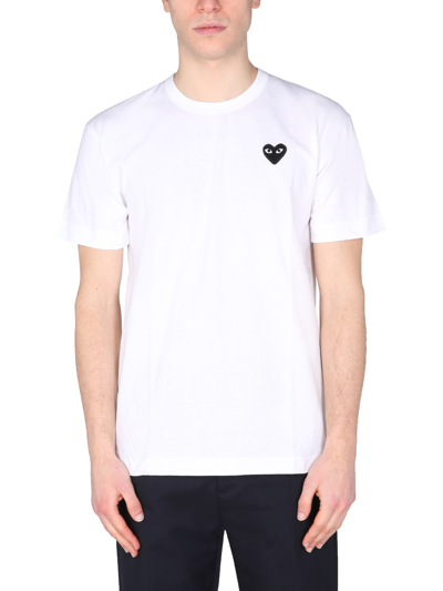Shop Comme Des Garçons Play T-shirt With Logo Patch In White