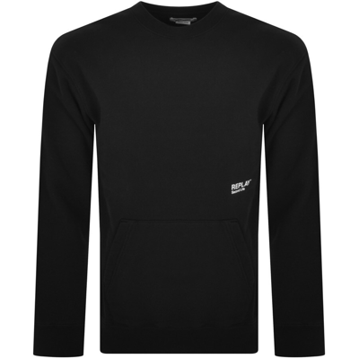 Shop Replay Crew Neck Sweatshirt Black
