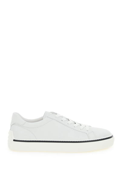 Shop Tod's Low-top Leather Sneakers In Bianco (white)