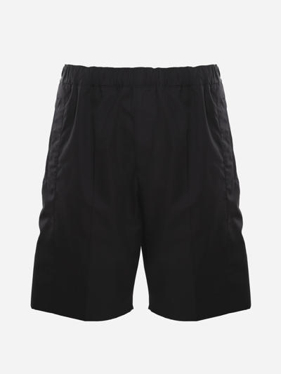 Shop Alexander Mcqueen Straight Leg Cotton Shorts In Black