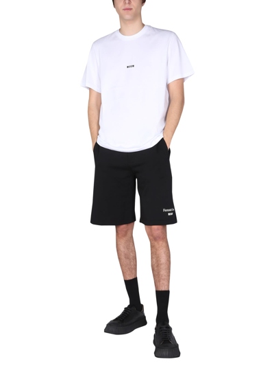 Msgm Logo Print T-shirt In Bianco