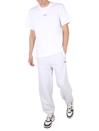 Msgm Logo Print T-shirt In Bianco