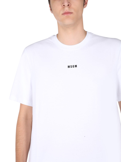 Msgm Logo Print T-shirt In Bianco