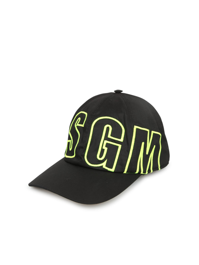 Shop Msgm Logo-print Cap In Black
