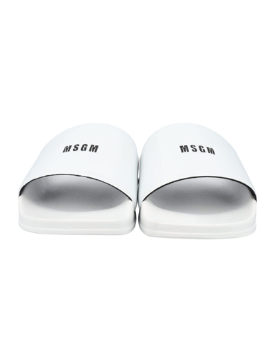 Shop Msgm Micro Logo Slides In White