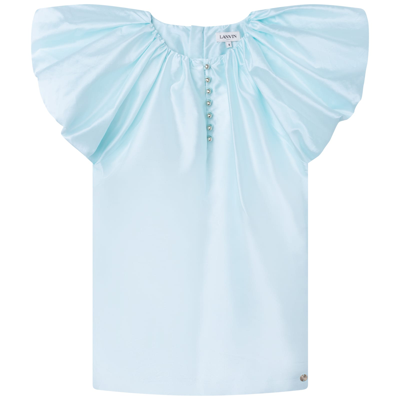 Shop Lanvin Dress With Balloon Sleeves In Turquoise