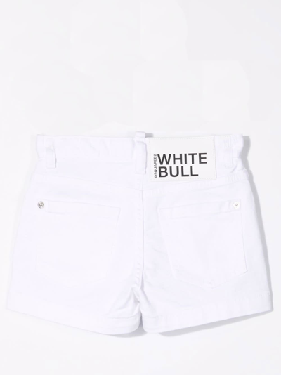 Shop Dsquared2 Teen Five-pocket Cotton Denim Shorts In White