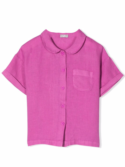 Shop Il Gufo Short-sleeved Linen Shirt In Fucsia