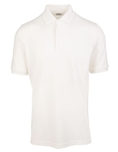 Fedeli Man Ivory Polo Shirt In Organic Cotton In White | ModeSens