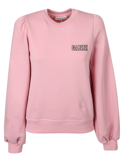 Shop Ganni Puff Sleeve Sweatshirt In Pink