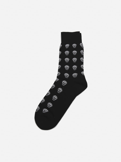 Shop Alexander Mcqueen Skull Cotton Socks In Black