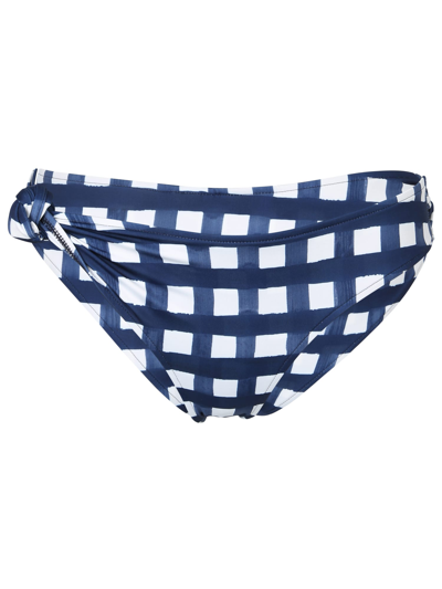 Shop Jacquemus Vicky Gingham Bikini Bottoms In Blue