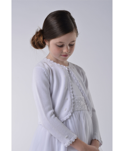 Shop Us Angels Little Girls Beaded Cotton Sweater In White