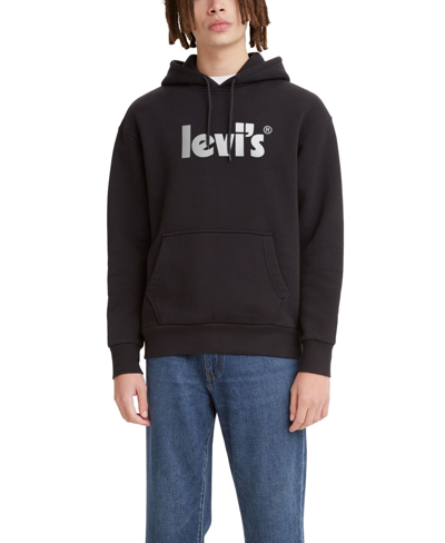 Shop Levi's Men's Poster Graphic Logo Relaxed Fit Hoodie In Caviar