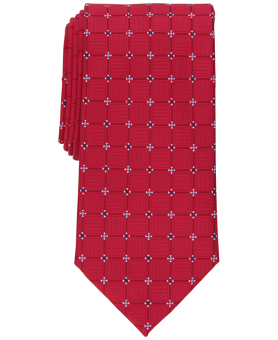 Shop Club Room Men's Wayne Grid Tie, Created For Macy's In Red