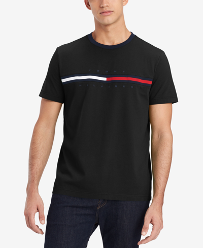 Shop Tommy Hilfiger Men's Big & Tall Tino Logo Short Sleeve T-shirt In Jet Black