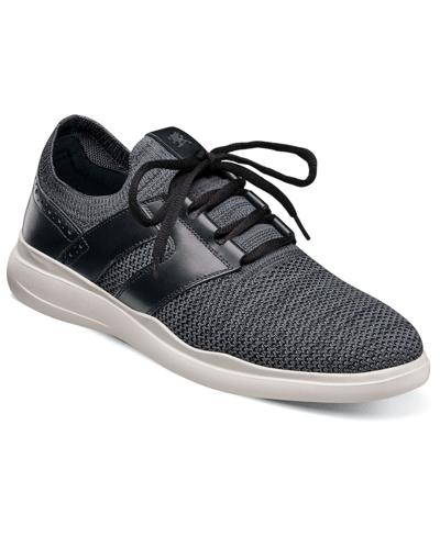 Shop Stacy Adams Men's Moxley Knit Plain Toe Lace Shoes In Black And Gray