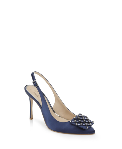 Shop Jewel Badgley Mischka Women's Lisbet Slingback Dress Pumps Women's Shoes In Navy Satin