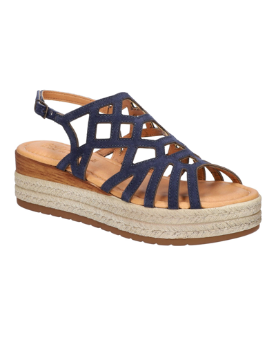 Shop Bella Vita Women's Zip-italy Wedge Sandals Women's Shoes In Navy Suede Leather