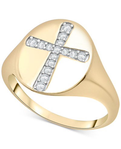 Shop Wrapped Diamond Cross Ring (1/7 Ct. T.w.) In 14k Gold, Created For Macy's In Yellow Gold