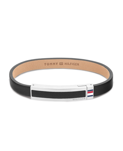 Tommy Hilfiger Men's Leather Bracelet In Black | ModeSens