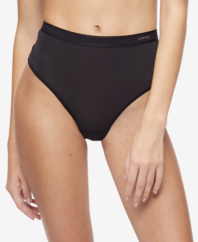 Shop Calvin Klein Women's Second Skin High Waist Thong Underwear In Black