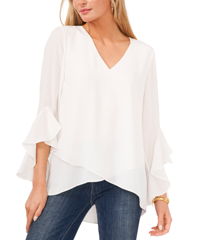 Shop Vince Camuto Plus Size Flutter-sleeve Top In New Ivory