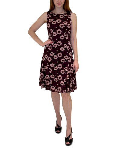 Shop Adrianna Papell Godet Lace Fit & Flare Dress In Burgundy/blush