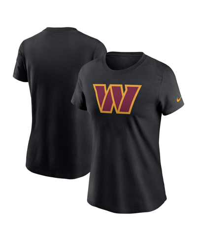 Shop Nike Women's  Black Washington Commanders Logo Cotton Essential T-shirt