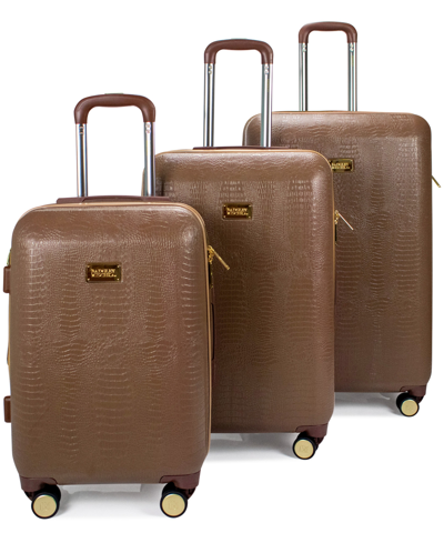 Shop Badgley Mischka Snakeskin Expandable Luggage Set, 3 Piece In Brown