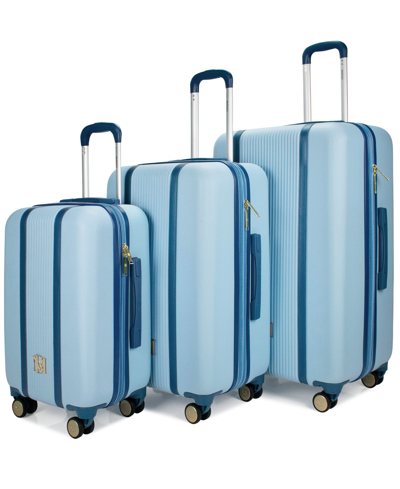 Shop Badgley Mischka Mia Expandable Retro Luggage Set, 3 Piece In Light Blue