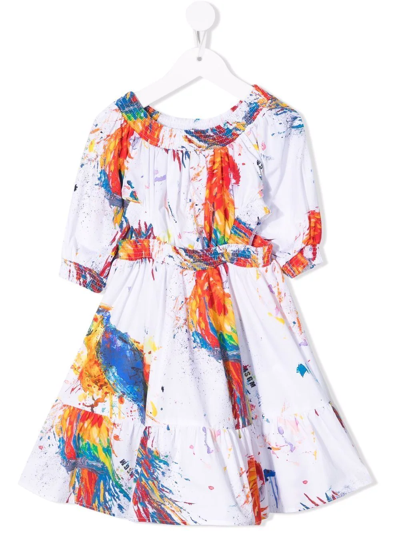 Shop Msgm Paint-splatter Logo Dress In White