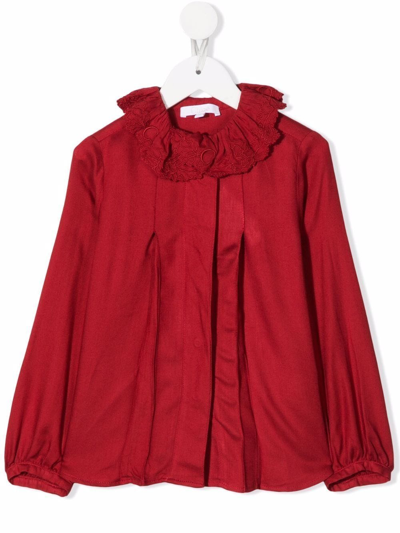 Shop Chloé Collared Long-sleeve Shirt In Red