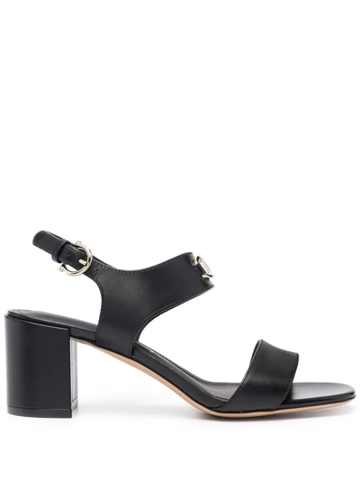 Shop Ferragamo Gancini-plaque Leather Sandals In Black