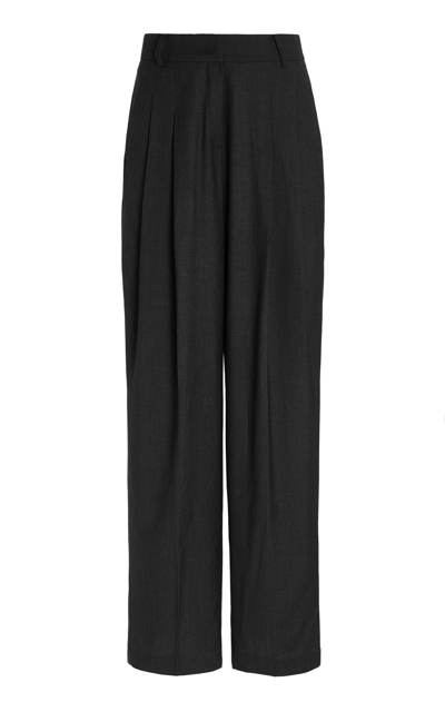 Shop The Frankie Shop Gelso Pleated Woven Wide-leg Trousers In Black