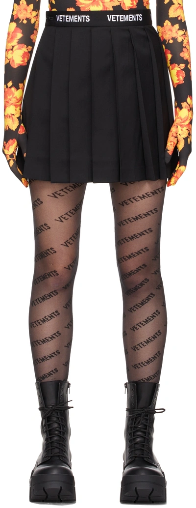 Shop Vetements Black Logo Schoolgirl Miniskirt