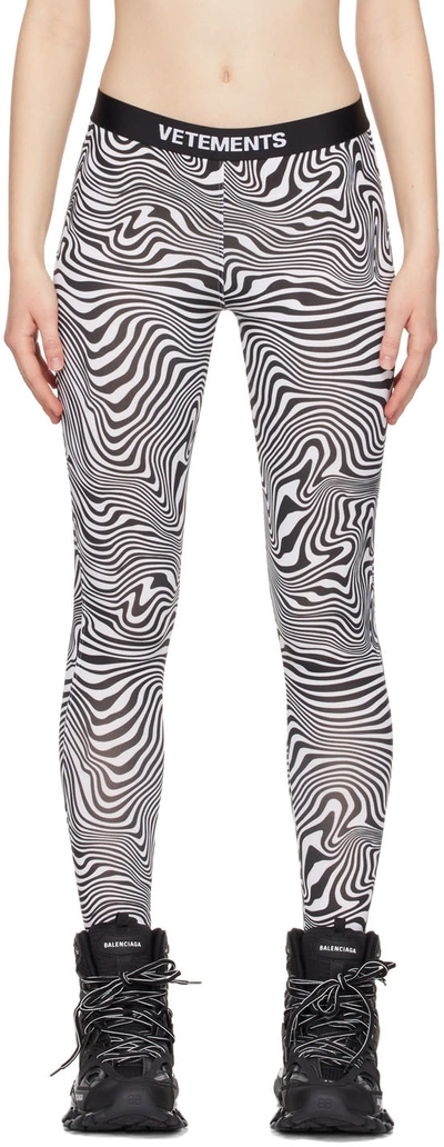 Shop Vetements Black & White Zebra Print Sport Leggings
