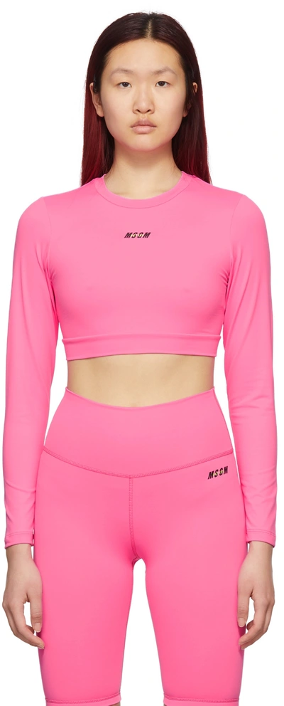 Msgm Pink Micro Logo Sport Top In 15 Fucsia