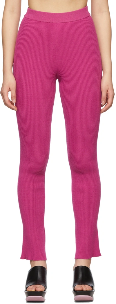 Msgm Stretch Ribbed Viscose Blend Pants In 14 Pink