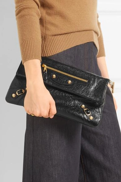 Shop Balenciaga Envelope Textured-leather Shoulder Bag